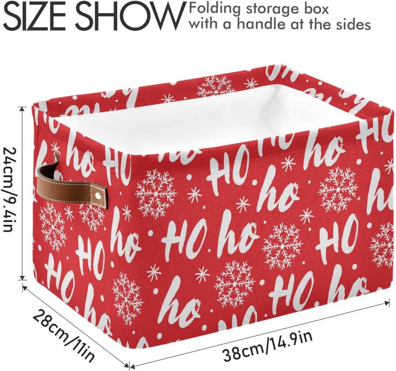 DOMIKING Rectangular Christmas Storage Bin Santa Claus Snowflake Christmas Basket with Handles - Nursery Storage, Laundry Hamper, Storage Baskets - Image 3